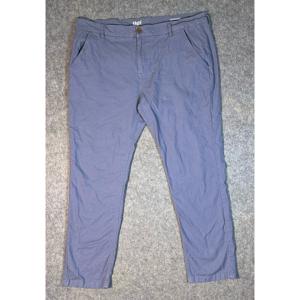 Mugsy Seasides Pants Men's 42x32 Blue Gray Stretch Linen Blend Casual Chino